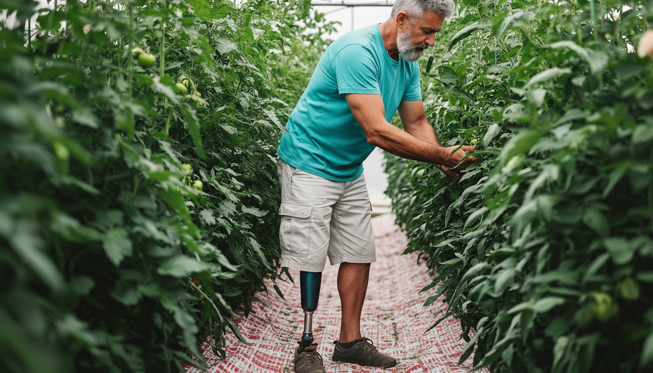 man wih amputation on field