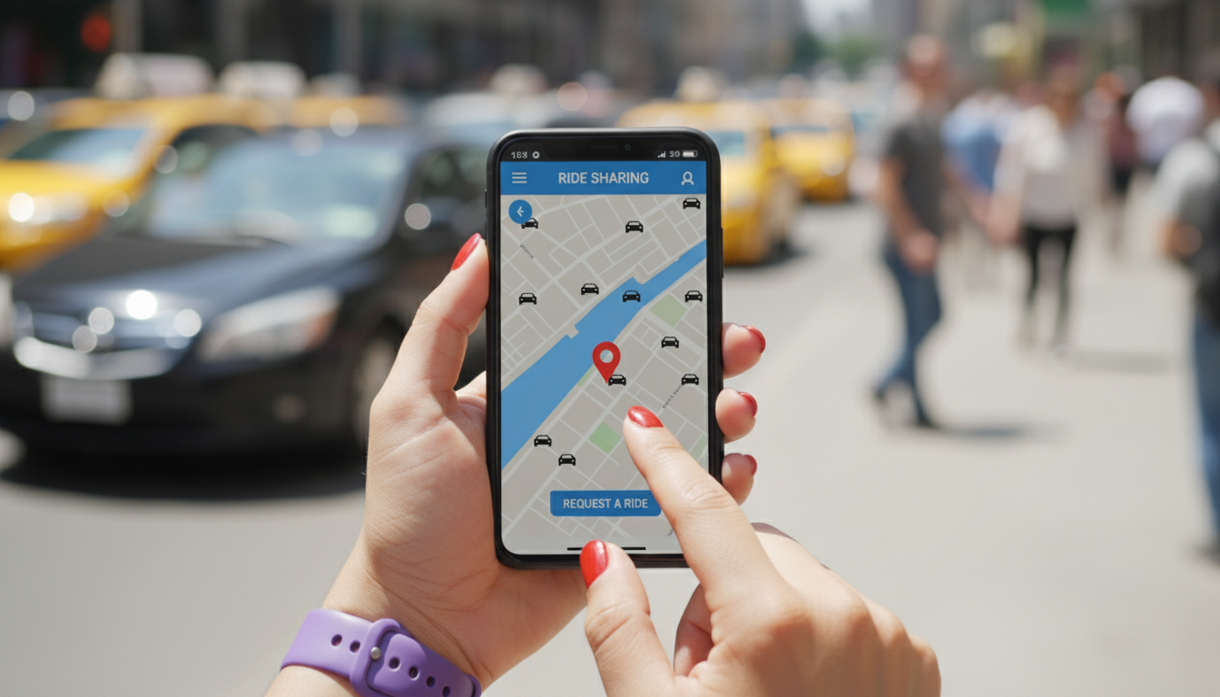 ride share hands on phone