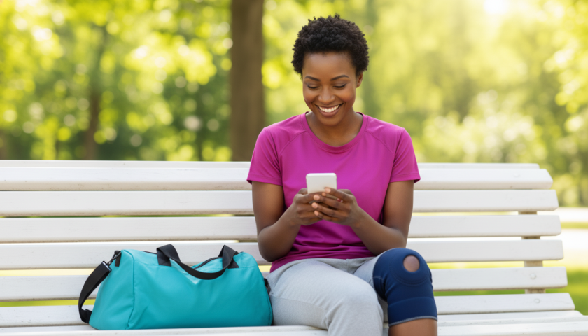 woman with knee brace