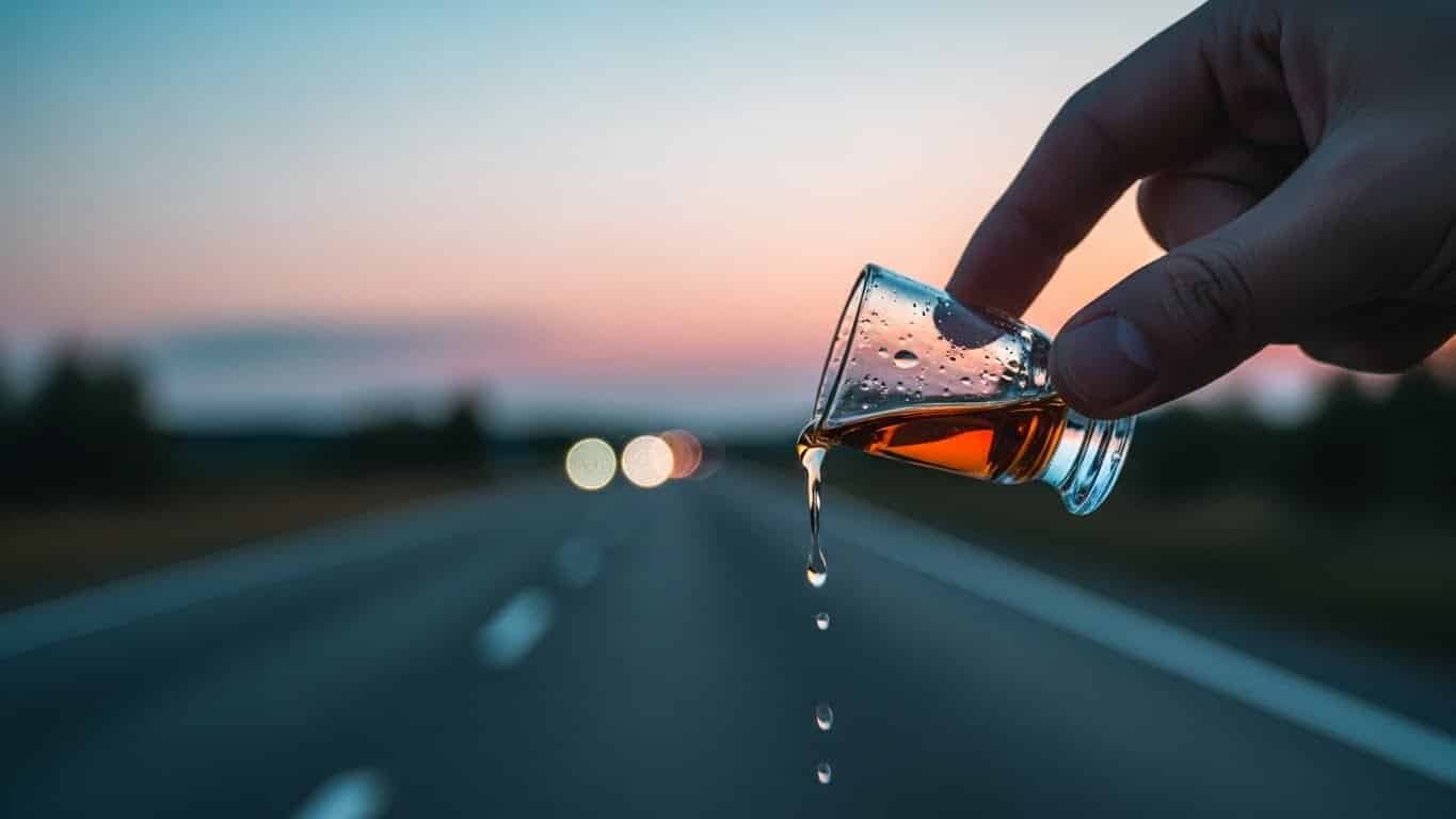 hand on glass with alcohol