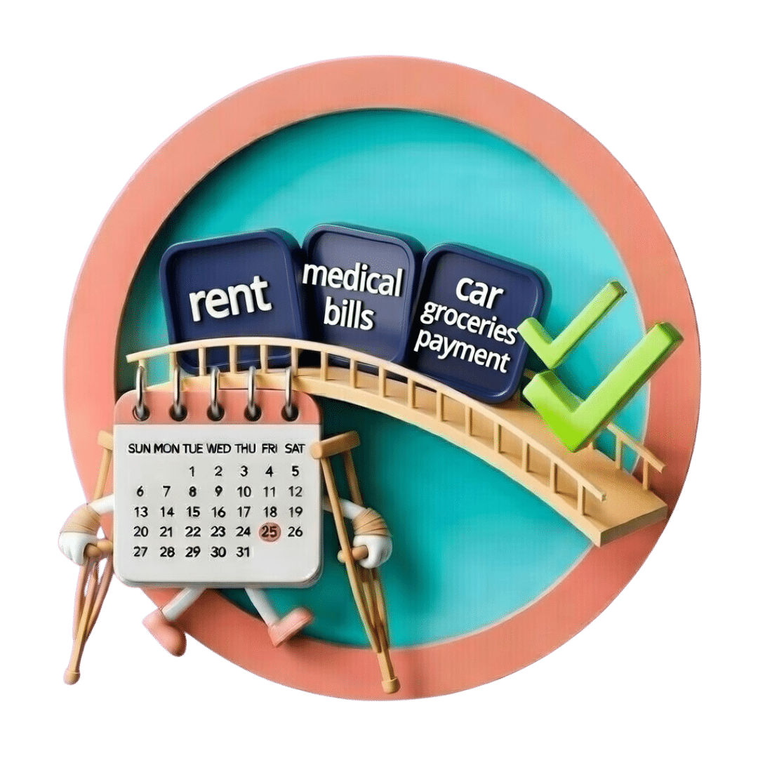 MEdical bills, rent, groceries and personal injury bridge