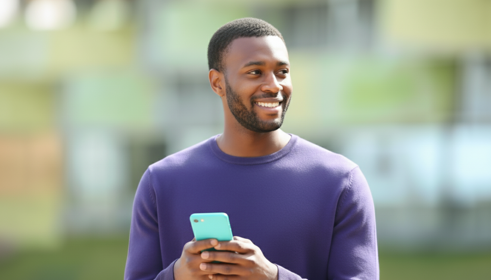 consumer holding phone