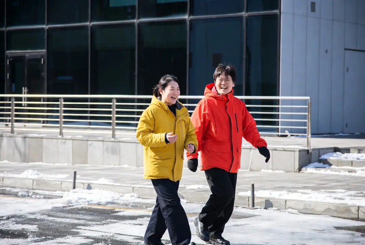 walking on icy street